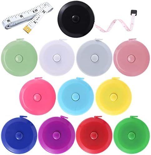 Measuring Tape Retractable, 60 Inch Soft Fabric Tape Measure for Body, Push Button Sewing Measurement Tape for Cloth Waist(12 Pack)