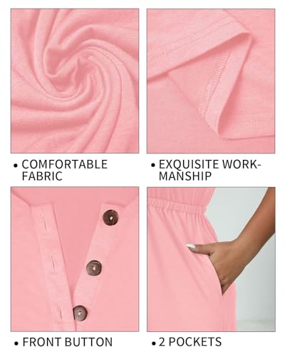 Image of Holipick Women's Plus Size Summer Dresses for Women Casual Dress with Pockets A-Line Swing Button Down Sleeveless V Neck