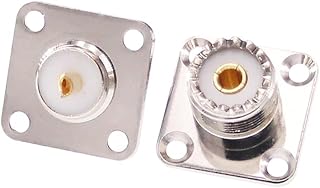 RFaha 2pcs UHF Female SO239 4-Hole Panel Chassis Mount Flange Panel Solder Cup RF Coaxial Coax Connector Adapter for PL259 Male Plug(F30-2)