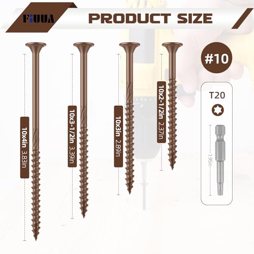 #10 x 3 Tornillos para Deck, 124 piezas, tornillos de madera resistentes al óxido, con punta estrella T25, color marrón miniatura 3