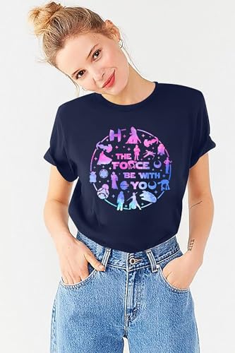 Image of FRYAID Women May The Power Be with You Graphic T Shirt Short Sleeve Casual Tops Summer Fun Vacation Shirt Soft Casual Fit