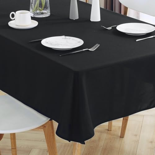 Aitsse- Mantel Impermeable Antimanchas Hule Mesa, Resistente, Rectangular, Lavable, para Mesa de Comedor, Cocina y Jardín (140x250cm, Negro)