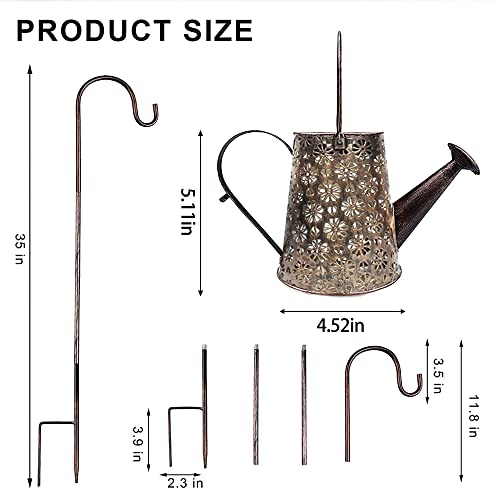 image for Nibobeso Outdoor Solar Watering Can with Lights Garden Decor Solar Pow