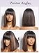 LUVME HAIR 10 Inch Yaki Straight Bob Wig with Bangs Human Hair Protective Wig Glueless HD Lace Bob Wig with Brown Highlights, Ready to Go Short Wigs For Women 180 Density (Breathable Cap)