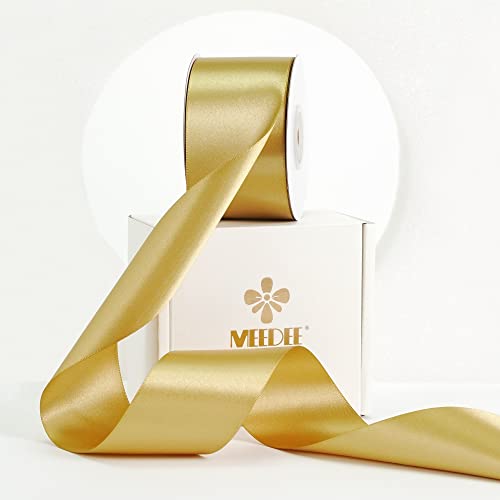 Meedee Gold Satin Ribbon 2 Inch Gold Ribbon Lux Satin Double Faced Ribbon By 25 Yards Gold Silk Ribbon Satin Ribbon For Gift Wrapping, Diy Crafts, Satin Wedding, Flower Bouquet, Holiday Decorating #TOP9