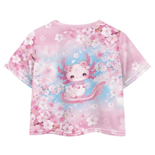 Image of Girls Fashion Crewneck Tee Shirts Casual Short Sleeve Crop Top Summer Outfits 5-14 Years Old
