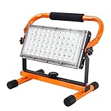 Baustrahler LED Akku, Orthland 3500 Lumen Arbeitsleuchte Akku Strahler Tragbar, Baustellenlampe Bauscheinwerfer für Werkstatt Baustelle Garage Camping Außen Beleuchtung mit Wasserdichte Abdeckung