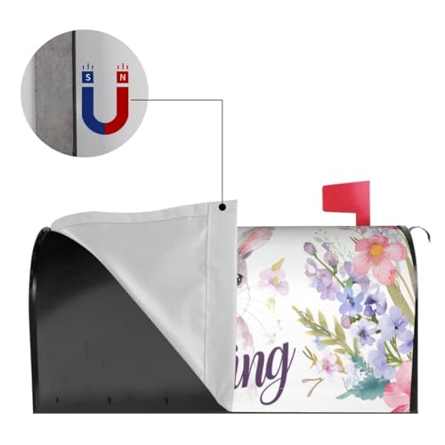 Image of Dujiea Easter Bunny Mailbox Wrap - Waterproof Magnetic Post Box Cover, Large Size 25.5 inch L x 21 inch W - Garden Yard Home Decor