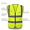 CCSOVO Hi Vis Vests for Women Men High Visibility Reflective Safety Vests Breathable With Pocket Zipper for Build Oudoor Work Meet ANSI/ISEA Standard (UK, Alpha, XL, Regular, Regular, Cloth-Green) #2