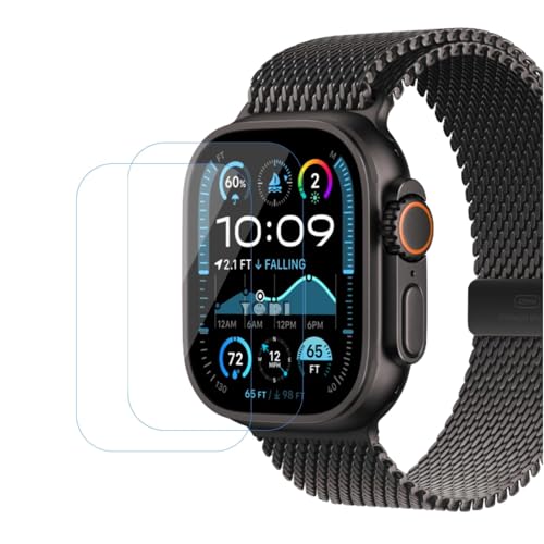 Image of YODI Pack of 2 Waterproof 3D Tempered Glass Screen Protector Compatible with Apple watch ultra 49mm Ultra 2 /3 Smart Watch Only ((Apple Watch 49mm))