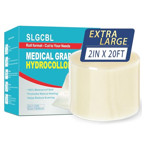 Hydrocolloid Roll, 5 cm x 600 cm Extra Large Pansement Hydrocolloïde Auto-Adhésif, Format à Découper, Souple, Imperméable et Ultra-Absorbant Rouleau...