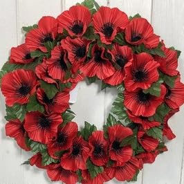 Direct Florist Supplies - 14" Poppy Wreath - Autumn - Remembrance Day