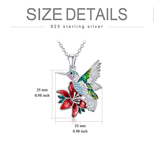 Peimko Mothers Day Necklace Enamel Hummingbird Necklace Sterling Silver Cute Aniamal Bird Necklace With Flower Bird Pendant Necklace For Women Girl #TOP3