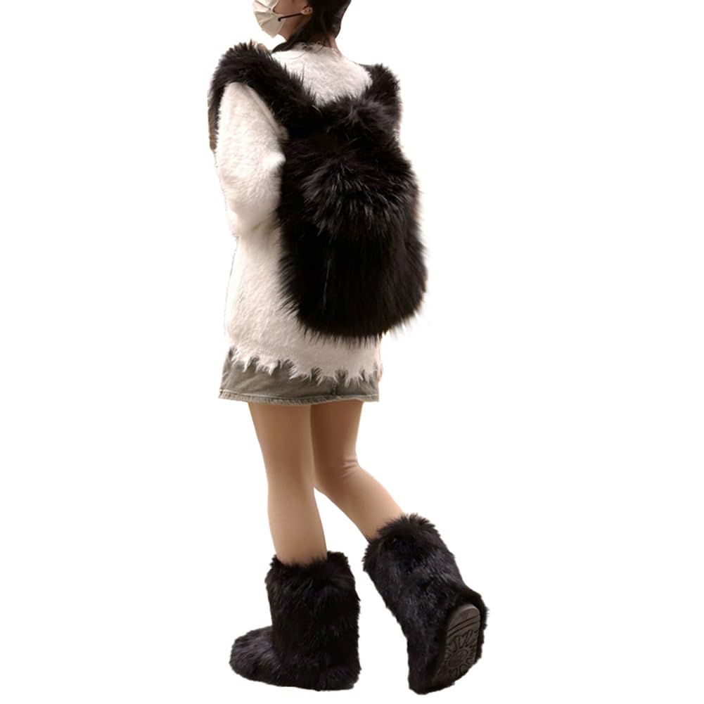 Amazon.com: Surakey Women Small Faux Fur Backpack Furry Daypack