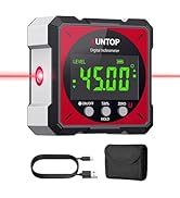 XUNTOP USB Charging Digital Angle Finder Level Box with Electronic Laser 4-Side Strong Magnetic A...