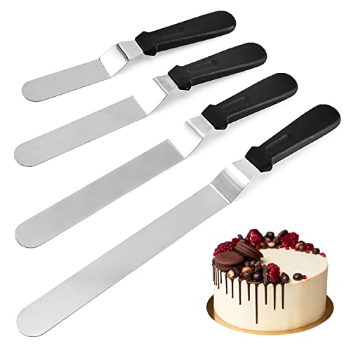 【フードコーディネーター監修】 パレットナイフ ケーキ ステンレス製 「広い面を一気に伸ばす段のあるL字型」 (L字型4点セット)