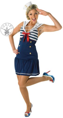 Rubie's Offizielles Sexy Navy Sailor + Damen Hut Fancy Kleid, Military Uniform Damen Kostüm Outfit