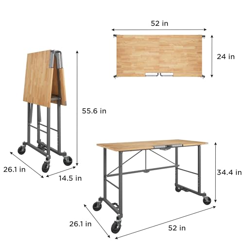 Mobile Rolling Workbench with Wood Top