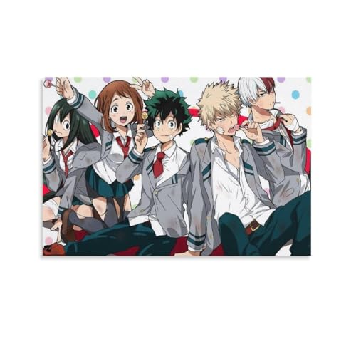「僕のヒーローアカデミア」のポスター9 パネル キャンバスウォールアート現代 印刷 版画 壁の絵 部屋飾り08x12inch(20x30cm)