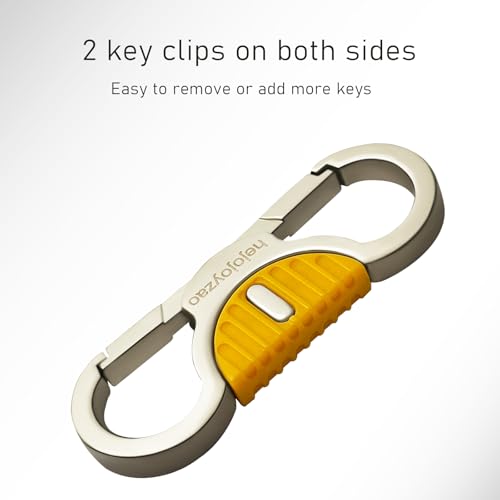 Image of Heavy Duty Keychain with Quick Release Double Carabiner Clip, Key Rings, D Ring, Car Key Holder for Belt Loop