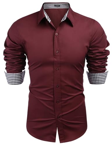 COOFANDY Men's Business Dress Shirt Long Sleeve Slim Fit Casual Button Down Shirt