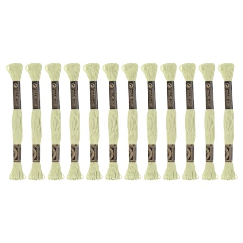 Image of HARFINGTON 12 Skeins Embroidery Floss 8.75yds(8m) Egyptian Long-Staple Cotton Cross Stitch Thread for Sewing DIY Bracelet Yarn String and Crafts, Light Yellow(6010)