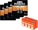 8 CR123, CR123A, CR123R, CR17335, CR17345, SF123 3V Lithium Batteries - with Storacell by Powerpax Orange Battery Case (Non Rechargeable Batteries)