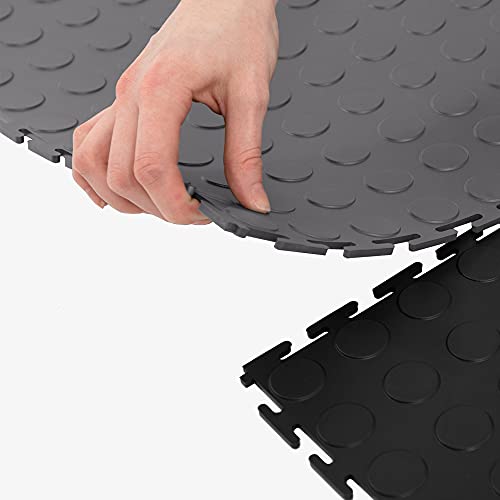 Incstores 4.5Mm Thick Coin Flex Interlocking Garage Floor Tiles | Flexible Plastic Flooring For A Stronger And Safer Workshop, Shed, Or Trailer | Coin-Top, Dark Gray, 8 Pack (23.35 Sq Ft) #TOP6