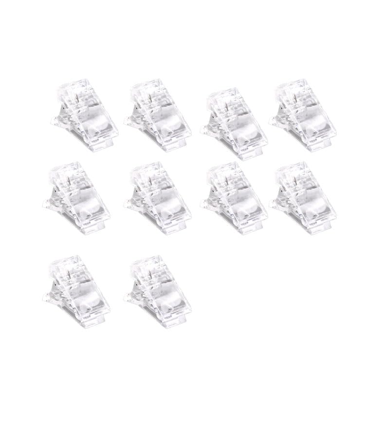 10Pcs Nail Tips Clip for Quick Building Polygel nail forms, crystal Clear Nail clips for Extension Nail Forms,UV LED Builder Clamps, DIY Manicure Nail Art Tool (Clear)