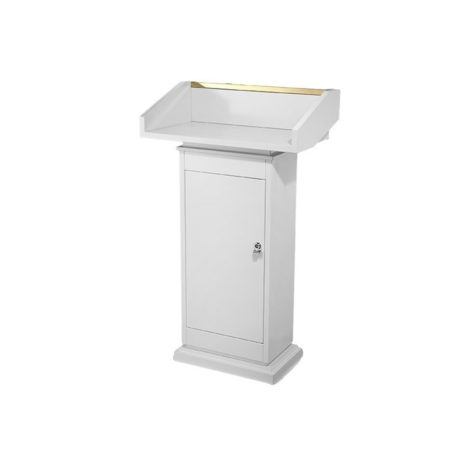 FZL02068LM Speaker Host Podium Metal Lectern Hotel Reception Desk Registration Pulpit(White)