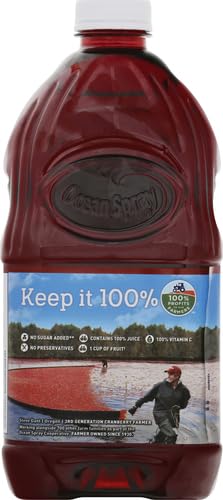 Image of Ocean Spray 100% Juice Cranberry Cherry Juice Blend, 64 Fl Oz Bottle (Pack of 4)