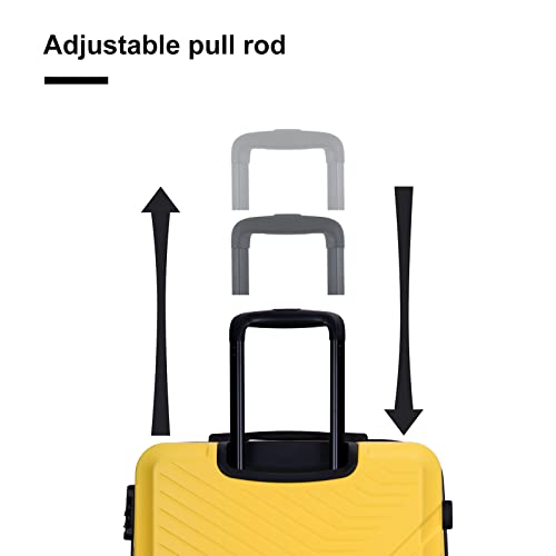 3 Piece Luggage Sets ABS Lightweight Suitcase with Two Hooks, Spinner Wheels, TSA Lock, (20/24/28), Yellow4