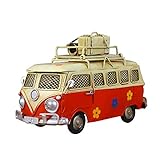  VOSAREA Eisen Sparschwein Vintage Zinn Bus Kindheit Speicher Metall Kunst Geschenk Home Decoration (rot)