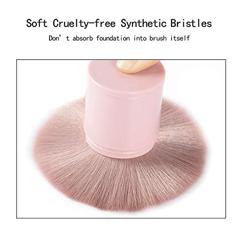 Rn Beauty Retractable Kabuki Brushes Foundation Brush Blush Brush Bronzer Brush Face Blender Brush Professional Powder Mineral Blending Buffing Makeup Application Portable With Cover - Pink #TOP1