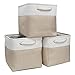 Mangata Aufbewahrungsbox Stoff, aufbewahrungskorb Karki Creme, Korbe Stoff in Würfel (25x25x25 cm) für Schrank, Regal, und Kleidung, (Faltbare, 3er Pack)