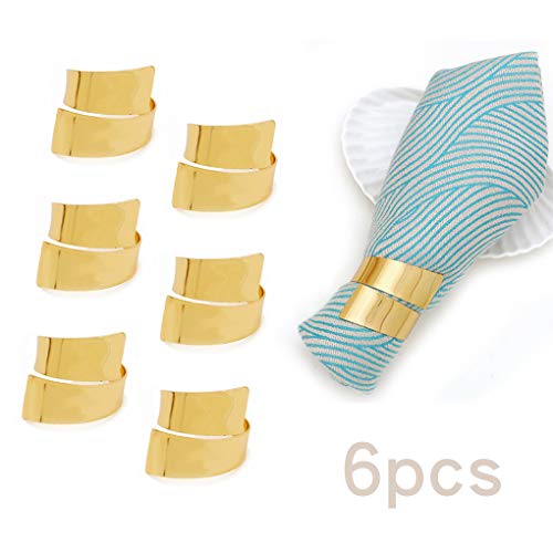 Rolin Roly 6 Servilleteros de Oro Aleación Anillos Malla Napkin Holde