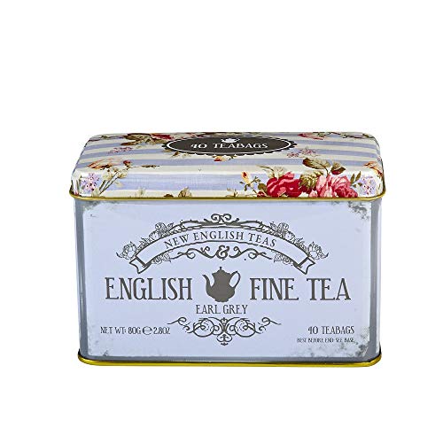 Vintage Floral Tea Tin With 40 Earl Grey Teabags #TOP1