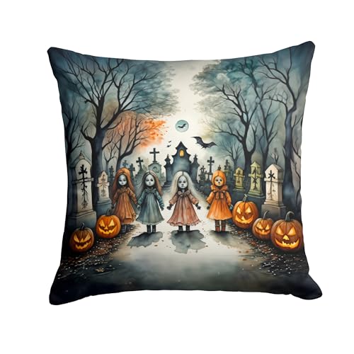 Caroline's Treasures DAC2293PW1818 Creepy Dolls Spooky Halloween Throw Pillow Machine Washable, Indoor Outdoor Decorative Pillow for Couch, Bed or Patio, 18Hx18W