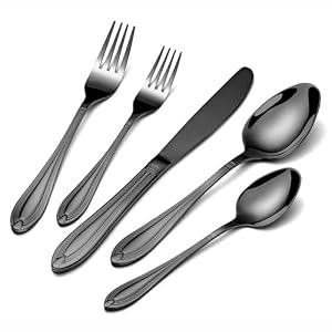 univionlions Besteck Set 8 Personen- 40 teiligs Schwarzes Besteckset Premium Edelstahl Poliertes Essbesteck Set Elegantes TafelBesteck mit Messer Gabel und Löffel für Familien Küche Party