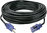 Clear Power 80 ft Outdoor Extension Cord with Lighted Locking Connector, 16/3 SJTW, 3-Prong Grounded Plug, Black, Water & Weather Resistant, Flame Retardant, General Purpose, DCOC-0128-DC