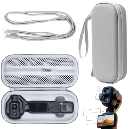 DJI Osmo Pocket 4 Pro �Ή� �P�[�X ���[�o�b�O �|�[�^�u�����s�p�o�b�O �n�[�h�P�[�X �ϐk �ϏՌ��� PU���U�[�\�� �h�o �h�� �����Y�ی�t�B����4���A��ʕی�t�B����2���A�l�b�N�X�g���b�v�t�� (�O���[)