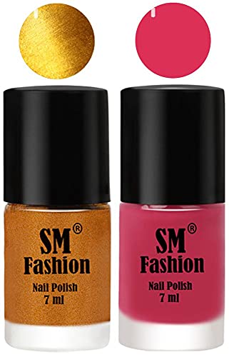 Image of Long Lasting Nail Polish | Nail Paint Combo 7 ml Each) - Set of 2 Golden-Dusty Pink