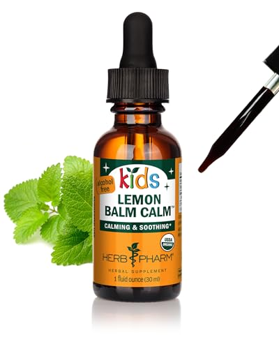 Image of Herb Pharm Kids Lemon Balm Calm: Organic Herbal Calming Tincture for Kids, Alcohol-Free, Sugar-Free, Kid-Friendly Taste, and Non-GMO Lemon Balm Extract, Sugar-Free, Liquid Herbs, 1 oz*