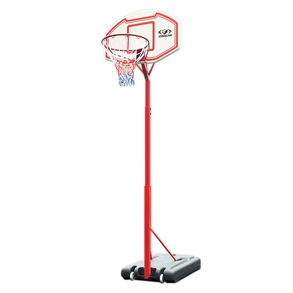 Cougar Dunks Basketball Portable Stand Board | Adjustable Height 110 x 75 cm Backboard Size Pole | Portable Free Standing Basketball Hoop Net System| Outdoor Courtyard Backyard Game with Wheels