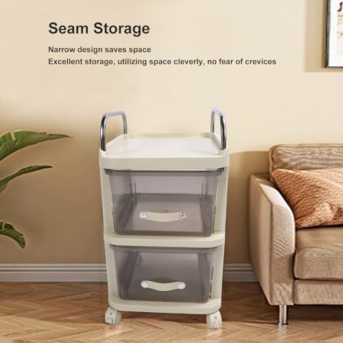 Cômoda Com Rodinhas, Arquivo Flexível Com Rodinhas, Multifuncional, Prática para o Quarto (2 camadas