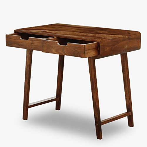 Image of SONA ART & CRAFTS Solid Sheesham Wooden Study Table for Students with Drawer Storage Computer Table for Home, Office Work, Desktop, Desk with 2 Open Compartments - Honey Finish