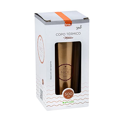 Copo Térmico Metálico Parede Dupla 500ml Rose Gold, BRW