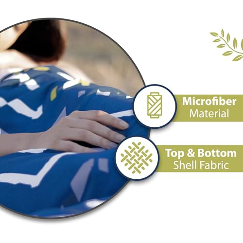 Divine Casa 120 GSM Microfiber Reversible Dohar Blanket | Soft Printed All-Season AC Blanket | Single Bed, 140 x 210 cm - Blue & White