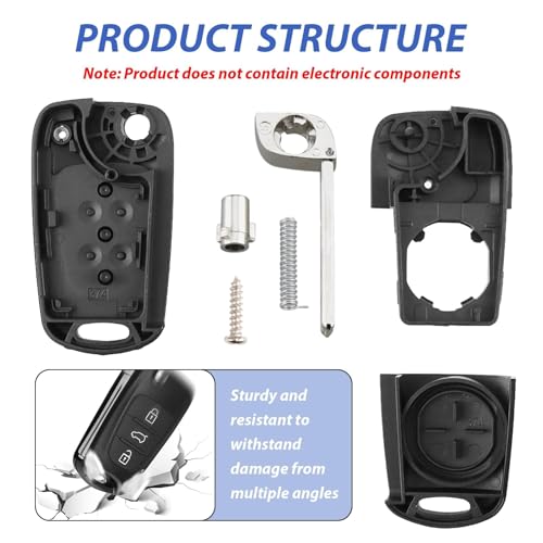 KeyQueen 2 Pack 3 Buttons Car Key Fob Case Replacement for Hyundai i10 i20 i30 ix20 ix35 and for Kia Ceed Soul Sportage Venga Remote Car Key Cover Case Folding Car Key Shell - Image 2