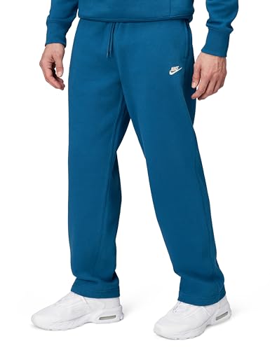 Nike Mens Club Open Hem Brushed Fleece Pants Court Blue/Court Blue/Light Khaki Large